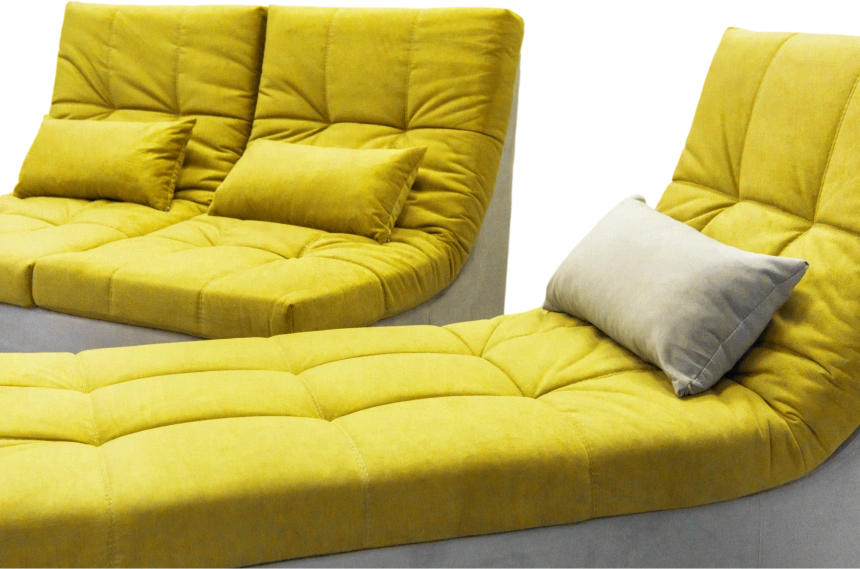 Диван угловой София 2 удлиненный, Catania lemon, Catania smoke, с задней тканью