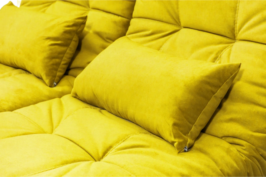 Диван угловой София 2 удлиненный, Catania lemon, Catania smoke, с задней тканью