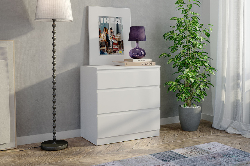 Комод Морвик, 3 ящика 70x72, Белый