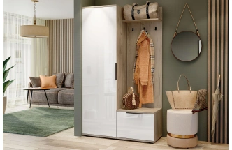 Тумба в прихожую Альянс, Дуб крафт / Белый глянец