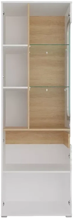 Шкаф двухдверный Катания, со стеклом правый, Белый / Дуб небраска