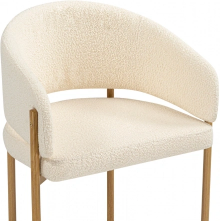 Стул-кресло Janin, мягкий, букле белый / цвет дерево