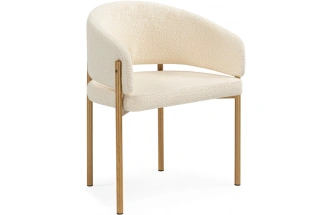 Стул-кресло Janin, мягкий, букле белый / цвет дерево