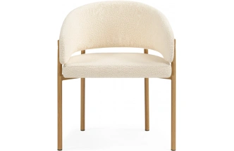 Стул-кресло Janin, мягкий, букле белый / цвет дерево