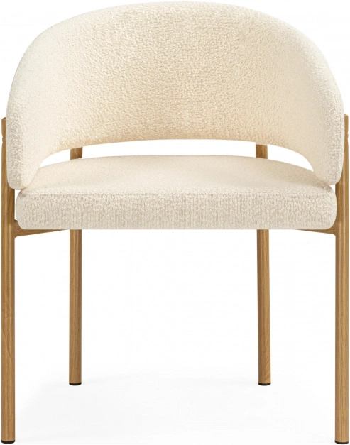 Стул-кресло Janin, мягкий, букле белый / цвет дерево