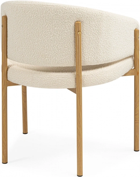 Стул-кресло Janin, мягкий, букле белый / цвет дерево