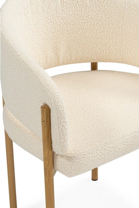 Стул-кресло Janin, мягкий, букле белый / цвет дерево