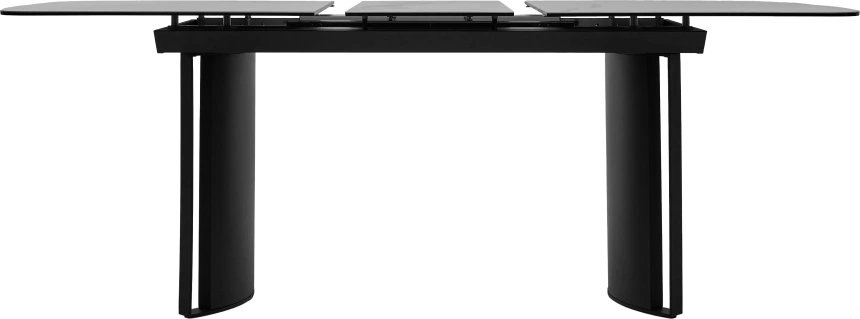 Кухонный стол раздвижной Rasmus 160, TL-45 Белый мрамор, испанская керамика, черный каркас
