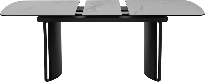 Кухонный стол раздвижной Rasmus 160, TL-45 Белый мрамор, испанская керамика, черный каркас