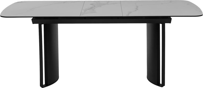 Кухонный стол раздвижной Rasmus 160, TL-45 Белый мрамор, испанская керамика, черный каркас