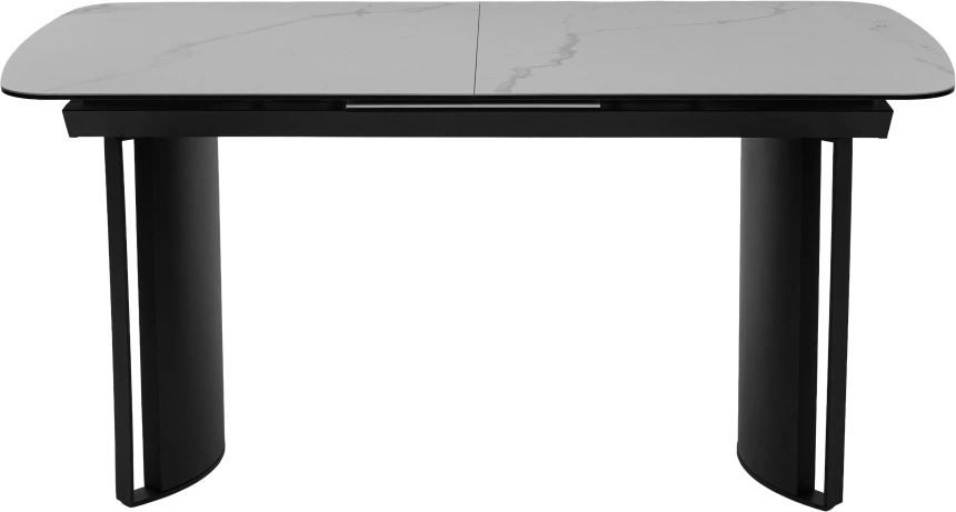 Кухонный стол раздвижной Rasmus 160, TL-45 Белый мрамор, испанская керамика, черный каркас