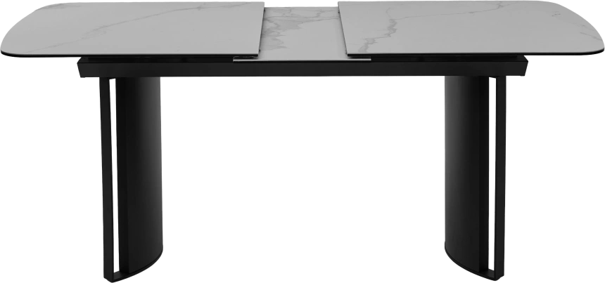 Кухонный стол раздвижной Rasmus 160, TL-45 Белый мрамор, испанская керамика, черный каркас