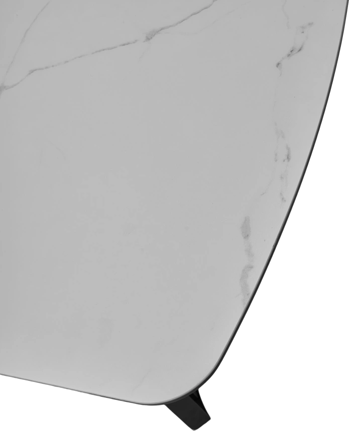 Кухонный стол раздвижной Rasmus 160, TL-45 Белый мрамор, испанская керамика, черный каркас