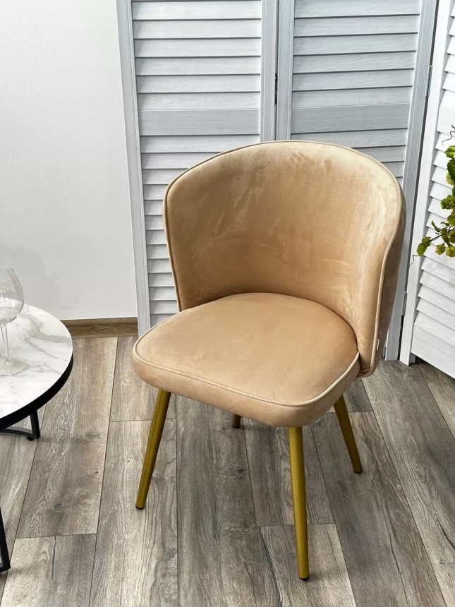 Стул Моне, мягкий, Zizi 605 латте, велюр, золотой каркас 