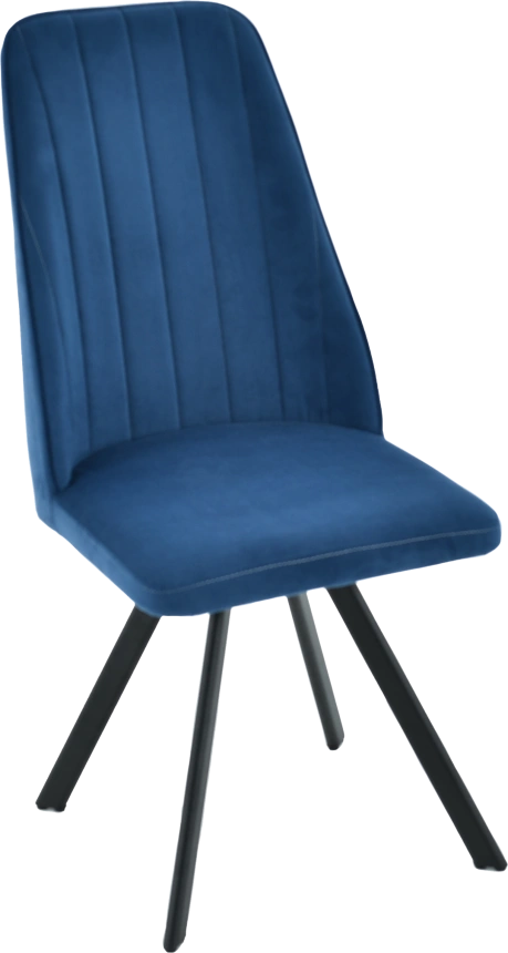 Стул Silvio, мягкий со спинкой, синий, велюр, каркас черный