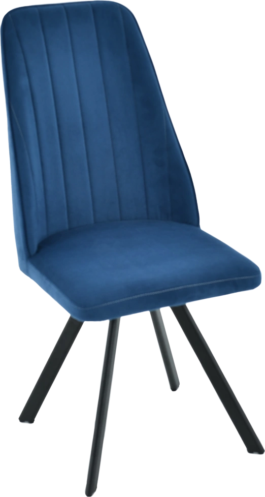 Стул Silvio, мягкий со спинкой, синий, велюр, каркас черный
