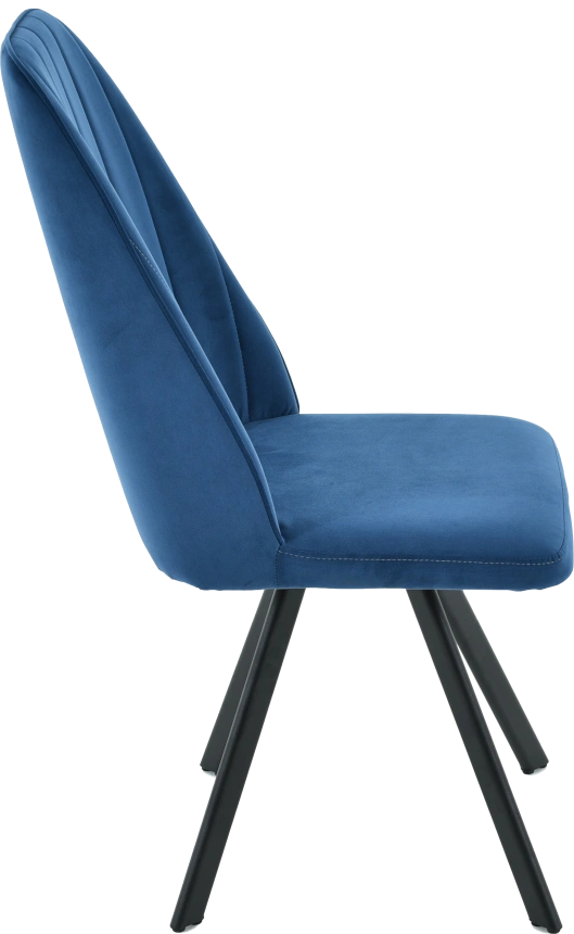 Стул Silvio, мягкий со спинкой, синий, велюр, каркас черный
