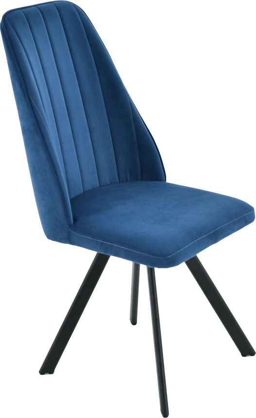 Стул Silvio, мягкий со спинкой, синий, велюр, каркас черный
