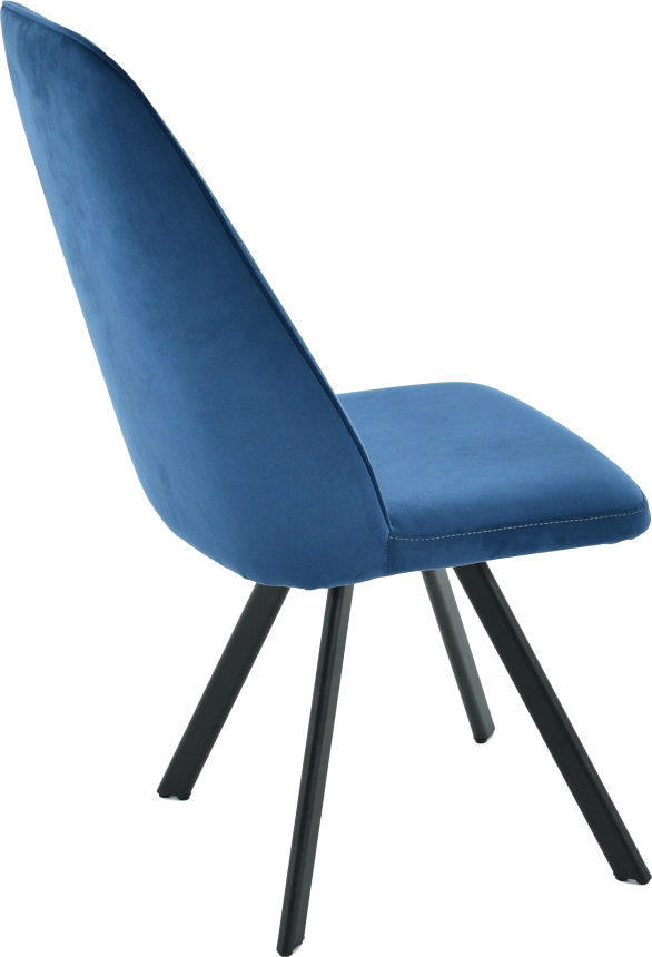Стул Silvio, мягкий со спинкой, синий, велюр, каркас черный