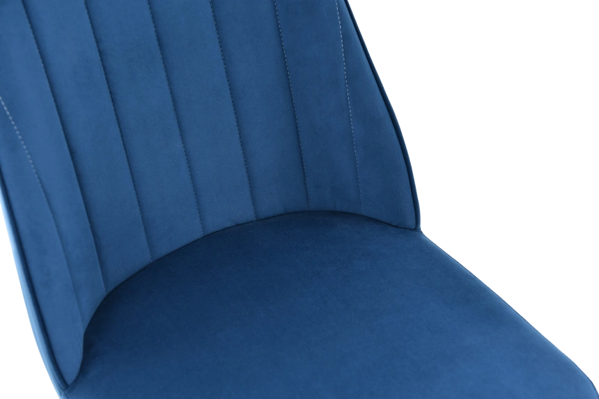 Стул Silvio, мягкий со спинкой, синий, велюр, каркас черный