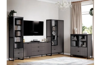 Тумба Нора, с глухими дверями, металл бруклин / графит