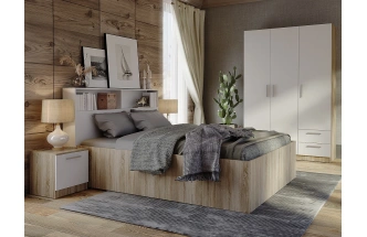 Спальный гарнитур Илга, набор мебели 2, дуб сонома / белый