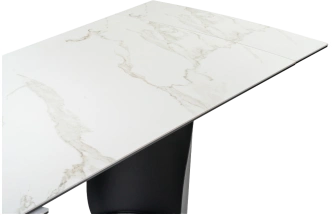 Кухонный стол раздвижной Готланд, 180(240), керамика, белый мрамор, каркас черный
