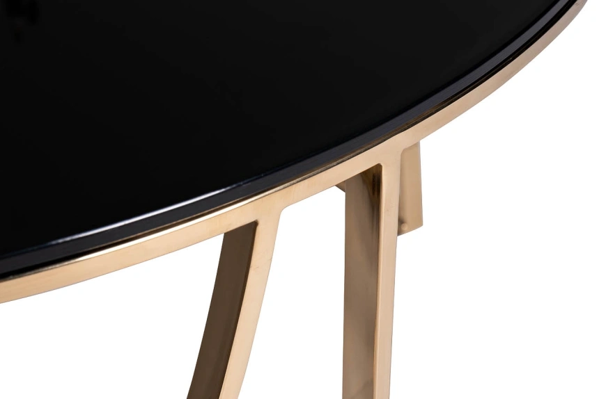 Журнальный стол 13RXCT3104-GOLD, 90x90x45, стекло, черный / золото