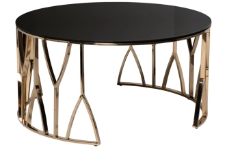 Журнальный стол 13RXCT3104-GOLD, 90x90x45, стекло, черный / золото