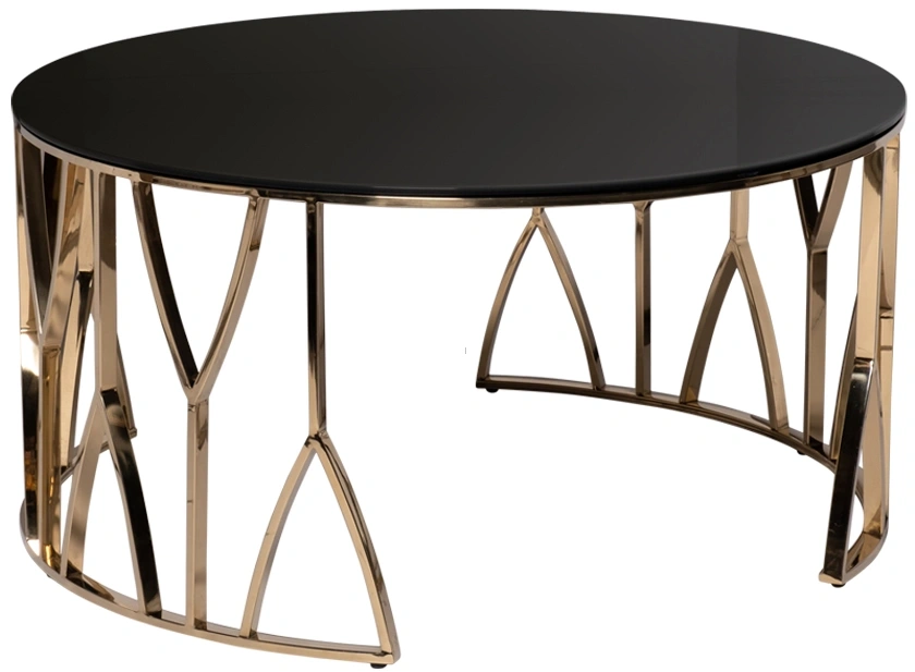 Журнальный стол 13RXCT3104-GOLD, 90x90x45, стекло, черный / золото