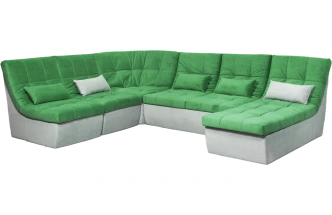 Диван угловой София 2 удлиненный, Catania mint, Catania smoke, с задней тканью