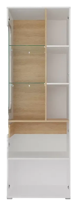 Шкаф двухдверный, со стеклом левый Катания, Белый/Дуб небраска