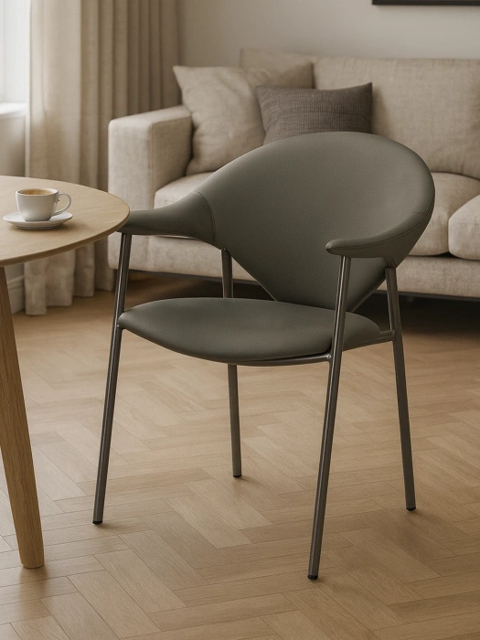 Стул на металлокаркасе Vigo, с подлокотниками, серый