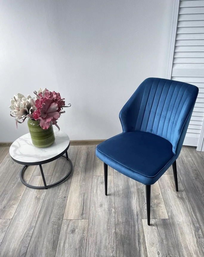 Стул Seattle-V, мягкий, синий #29, велюр, черный каркас 