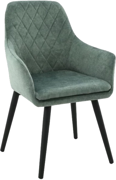 Стул Ardeko, мягкий с подлокотниками, зеленый, велюр, каркас черный 