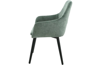 Стул Ardeko, мягкий с подлокотниками, зеленый, велюр, каркас черный