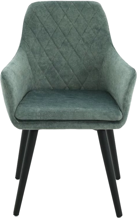 Стул Ardeko, мягкий с подлокотниками, зеленый, велюр, каркас черный 
