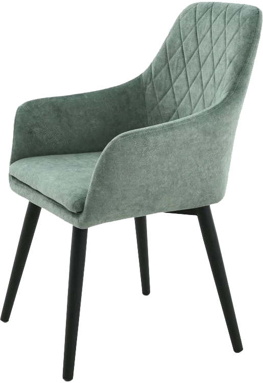 Стул Ardeko, мягкий с подлокотниками, зеленый, велюр, каркас черный 