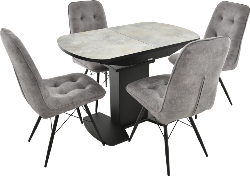 Кухонный стол Корсика, мрамор светлый, пластик, каркас черный