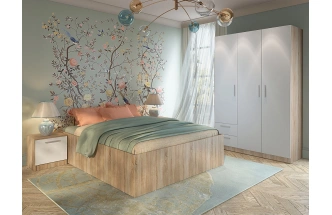 Спальный гарнитур Илга, набор мебели 3, дуб сонома / белый 