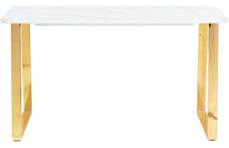 Кухонный стол Селена 2, 140x80x77, керамика, белый мрамор, каркас золотой