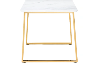 Кухонный стол Селена 2, 140x80x77, керамика, белый мрамор, каркас золотой