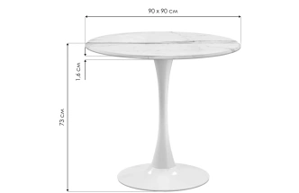 Кухонный стол Тулип, 90x73, МДФ, дуб вотан, каркас белый