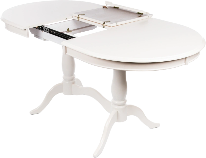 Кухонный стол раздвижной EV Elva, 120(159)x80,шпон, молочный, каркас молочный 