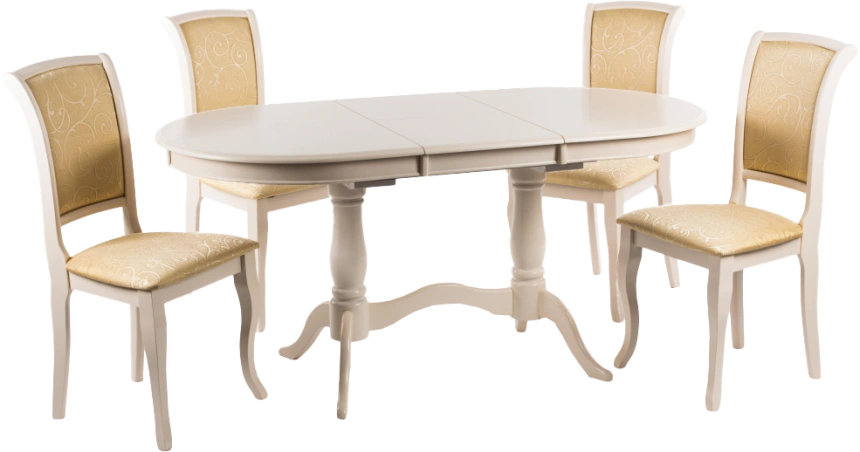 Кухонный стол раздвижной EV Elva, 120(159)x80,шпон, молочный, каркас молочный 