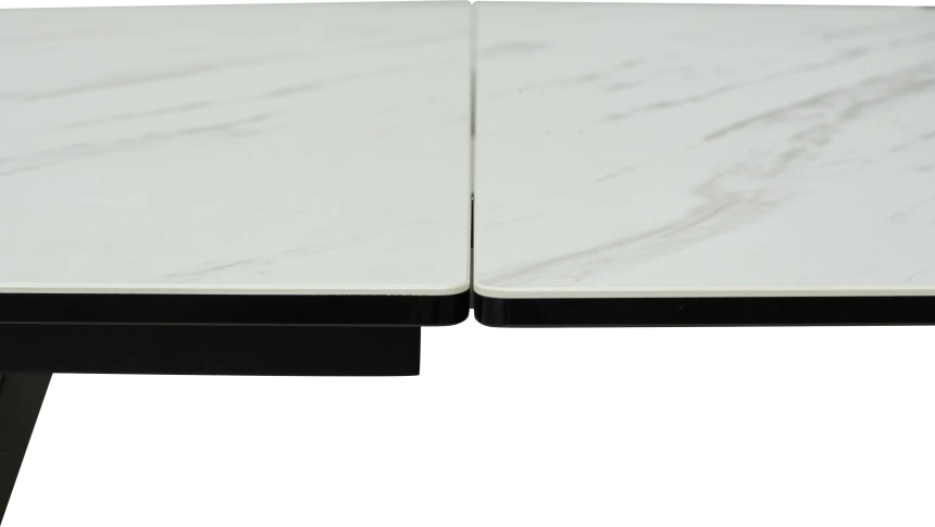Кухонный стол раздвижной Rieti 200, KL-99 Белый мрамор матовый, итальянская керамика, черный каркас