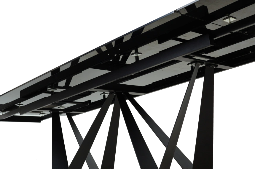 Кухонный стол раздвижной Rieti 200, KL-99 Белый мрамор матовый, итальянская керамика, черный каркас