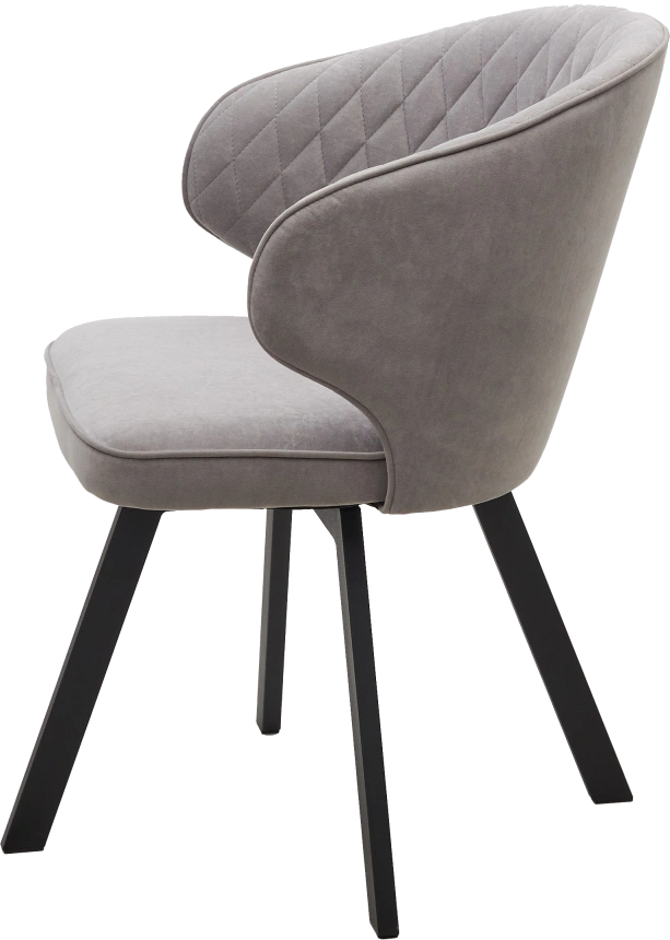 Стул Skat, мягкий, поворотный, B22 серый, велюр, черный каркас