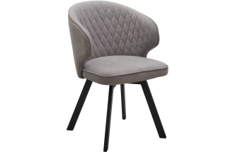 Стул Skat, мягкий, поворотный, B22 серый, велюр, черный каркас