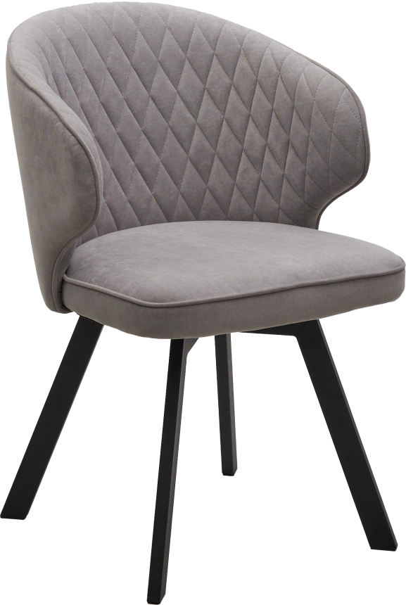 Стул Skat, мягкий, поворотный, B22 серый, велюр, черный каркас